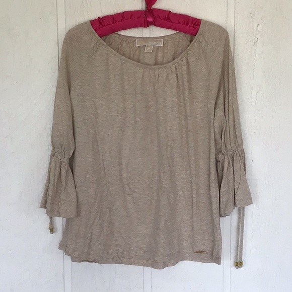 MICHAEL KORS KHAKI FLARE SLEEVE TOP MEDIUM - Picture 7 of 14